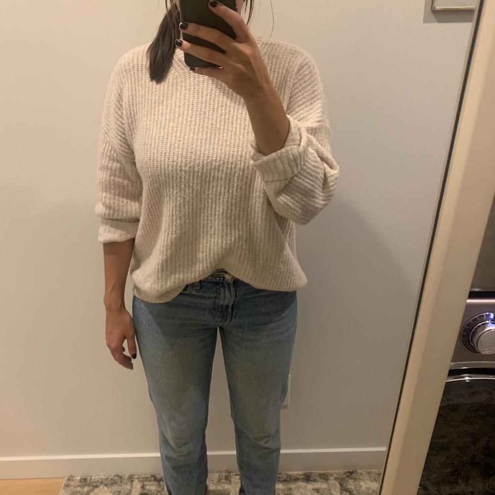 Aerie oversized sweater, mock neck, cream white